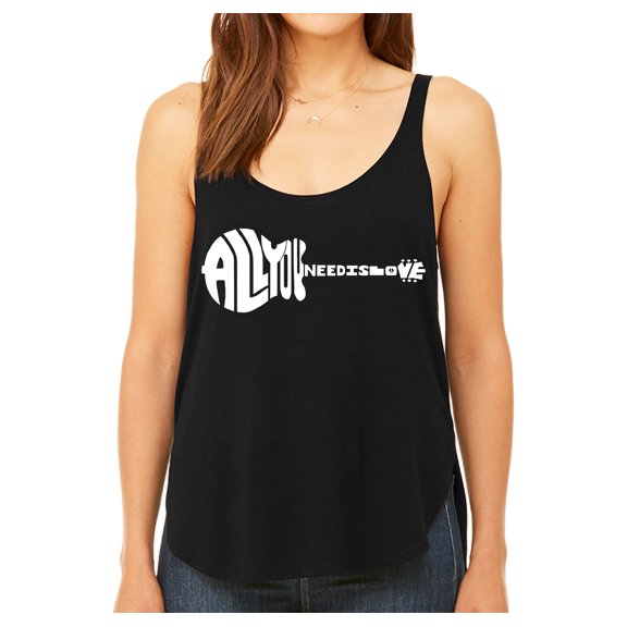 LA Pop Art Women's Premium Word Art Flowy Tank Top - All You Need Is Love