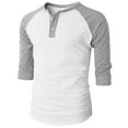 thumbnail image 3 of Jalioing Men's 3/4 Sleeve T Shirt Button Crew Neck Basic Shirts Classic Color Block Fall Casual Tees Tops, 3 of 7