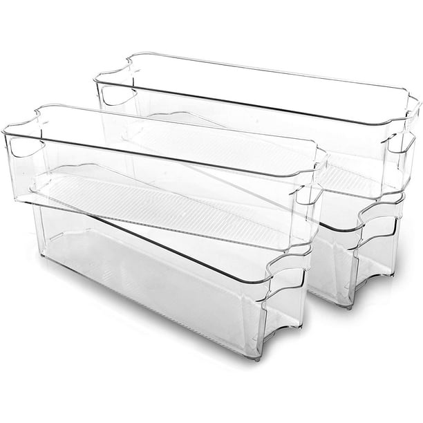 BINO Stackable Plastic Organizer Storage Bins, Small 4 Pack Pantry