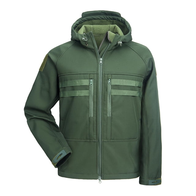 Lovzfmll Parka de Travail pour Homme Imperméable Coupe-Vent à Capuche à Multiples Poches Extérieur Vert, 2TG