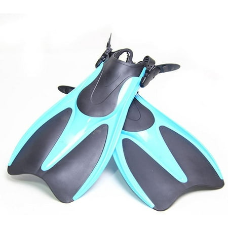 Palmes Courtes De Plongée – Bleues, Double Drainage, TPR Souple, Pour Piscine Et Rivière, Taille 25-30 M, 114g, Paires