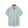 thumbnail image 2 of Lmnyox Mens Button Down Shirt Short Sleeve Collared Striped Shirt Dressy Casual Summer Vacation Beach Shirts, 2 of 5
