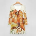thumbnail image 4 of Fall Wreath Autumn Thanksgiving Pumpkins Long Sleeve Dresses For Women Vintage Elegant Party Dress Oversized V-neck Dress S-8XL, 4 of 7