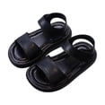 thumbnail image 5 of Walking Sandals Boys Girls Faux Leather Anti-Slip Adjustable Buckle Comfortable Beach Sandals Open Toe Low Heel Black 12(28), 5 of 9