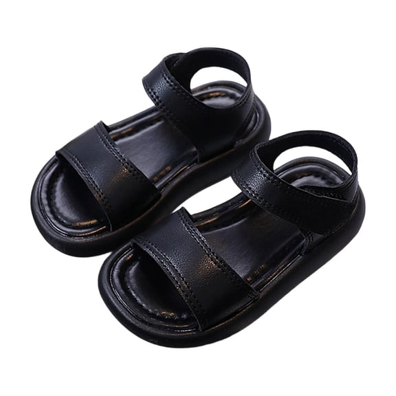 CYRBOKO Boys Beach Sandals, Open Toes Non-Slip Hook&Loop Outdoor Kids Shoes Black Size 11 (Little Kids)