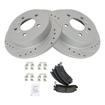 TRQ Rear Performance Brake Pad & Rotor Kit Brake Pads Brake Rotors Set Ceramic Premium G-Coated Fits Select 2009 Buick LaCrosse 2006-2010 Chevrolet Impala 2006-2007 Monte Carlo