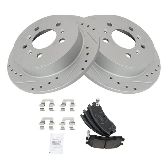 TRQ Rear Performance Brake Pad & Rotor Kit Brake Pads Brake Rotors Set Ceramic Premium G-Coated Fits Select 2009 Buick LaCrosse 2006-2010 Chevrolet Impala 2006-2007 Monte Carlo