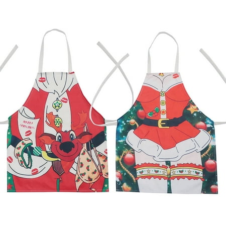 

NUOLUX 2 Pcs Christmas Lovers Pinafore Printing Kids Aprons Kitchen Sleeveless Apron