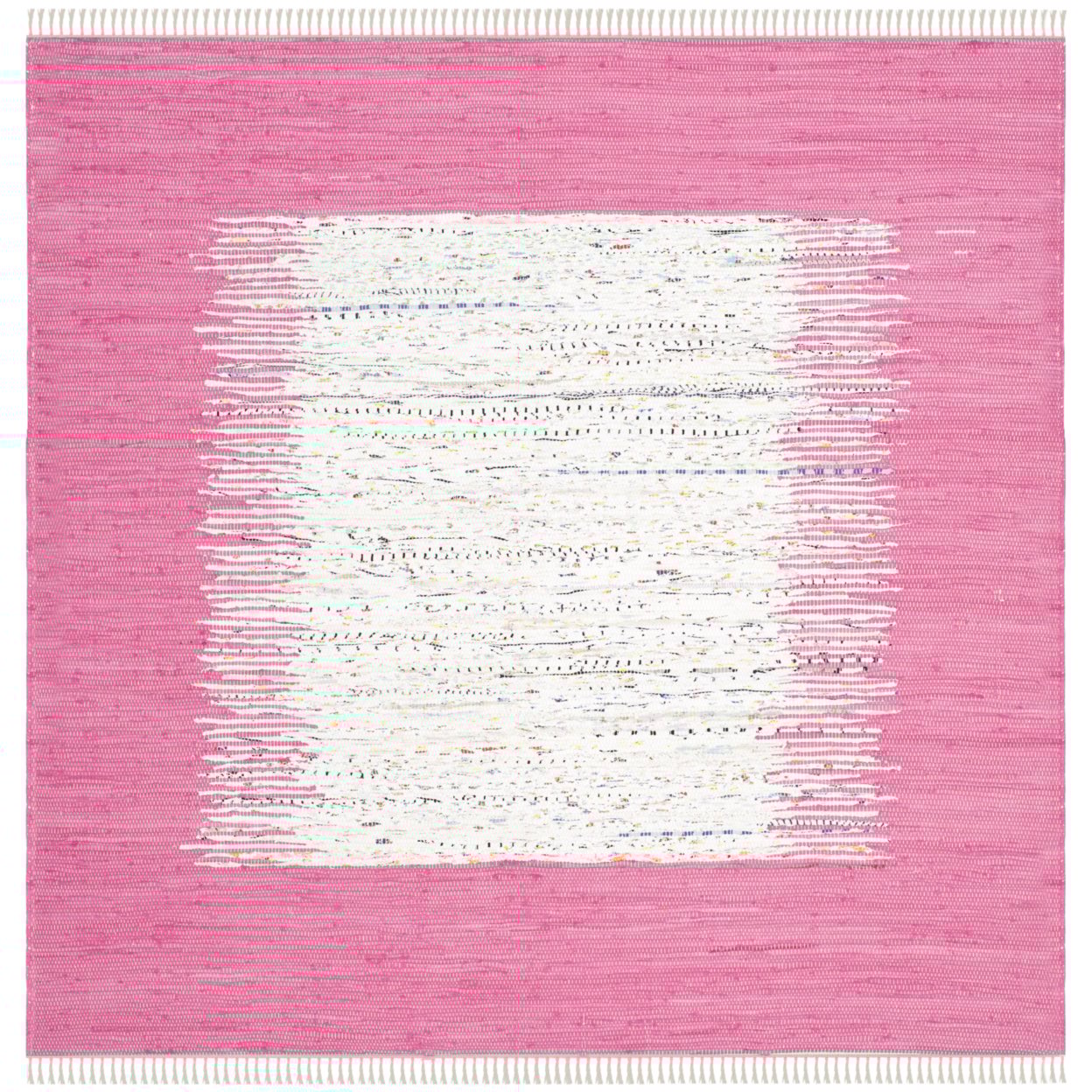 thumbnail image 6 of SAFAVIEH Montauk Tennyson Braided Border Cotton Area Rug, Ivory/Pink, 6' x 6' Round, 6 of 10