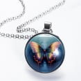 thumbnail image 2 of Butterfly Elegant Glass Circular Pendant Necklace - Stunning Jewelry for Women, 2 of 5