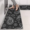 thumbnail image 2 of Kitchen Rugs Sets Of 2,Black Paisley and Floral Pattern Anti Fatigue Kitchen Mat Rugs Non Slip Washable,Decorative Kitchen Floor Mats for Kitchen,Sink,Laundry,17"X47", 2 of 5