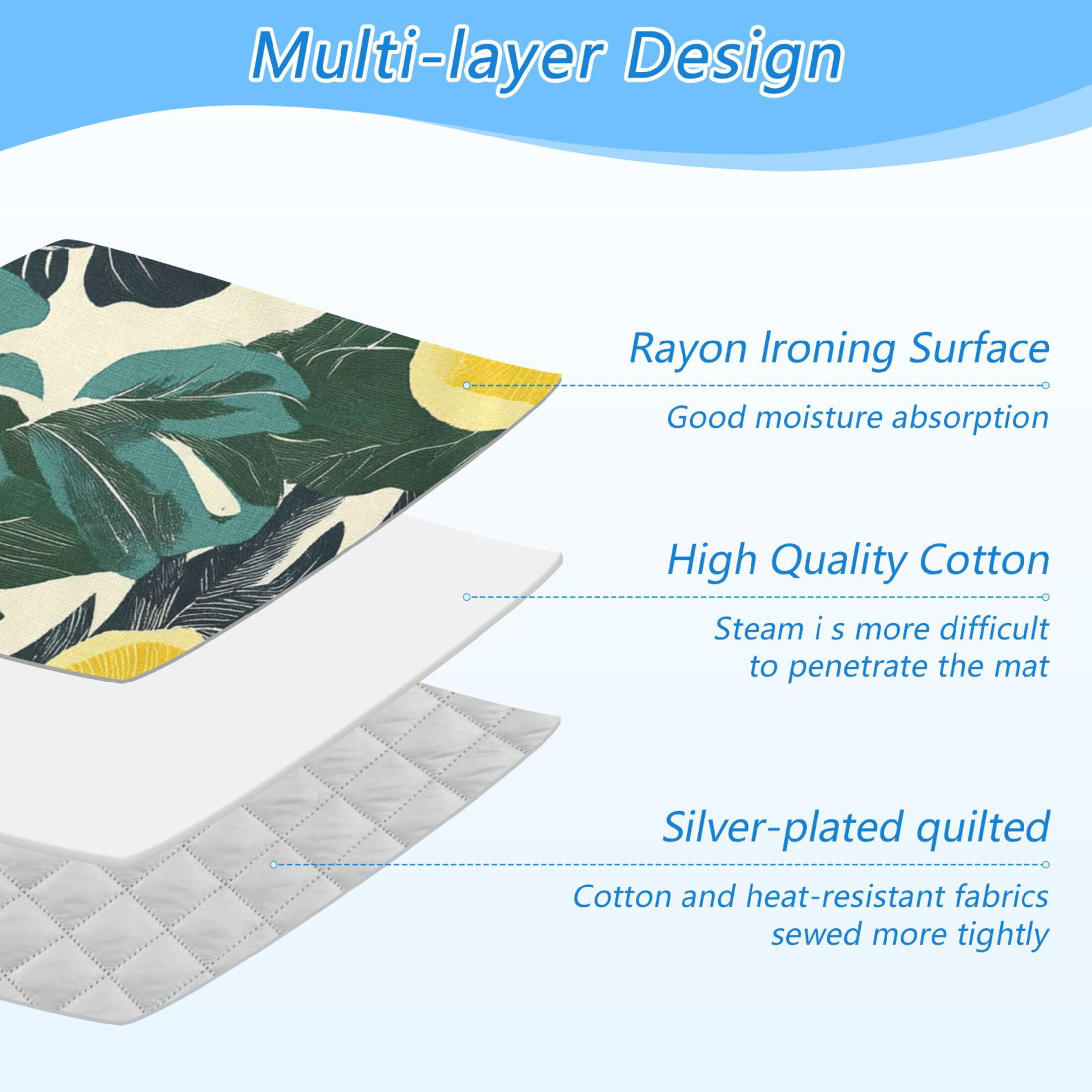 Yellow Floral and Leaf Ironing Mat Blanket for Table Top Travel Portable Ironing Board Pad 47.2x27.6 Inch