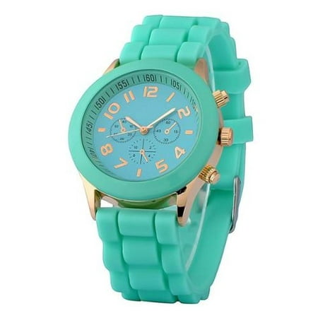 Ladies College Logo Quartz Watches - Zodaca Mint Green Unisex Men Women Silicone Jelly Quartz Analog Sports Wrist Watch New