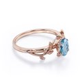 thumbnail image 3 of JeenMata Inspired by Nature - 1.3 Carat Oval Shape Created Aquamarine - Four Prong Setting Engagement Ring - 18K Rose Gold Plating over Silver, 3 of 6