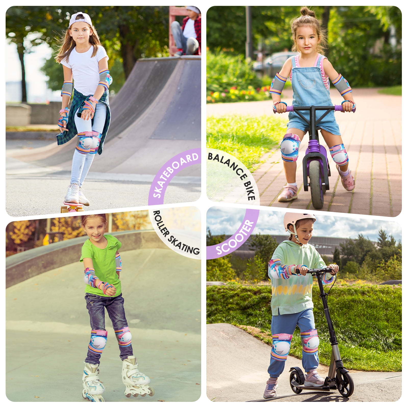 BOSONER Kids/Youth Knee Pad Elbow Pads for Roller Skates Cycling BMX Bike Skateboard Inline Rollerblading, Skating Skatings Scooter Riding Sports