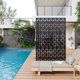 thumbnail image 2 of QinaQin Pantalla de privacidad para exterior con diseño de hojas tropicales cortadas a láser, panel metálico independiente resistente al clima para patio o balcón, 2 of 8