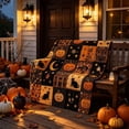 thumbnail image 6 of Vintage Halloween Pumpkin Flannel Quilted Throw Blanket, 60*80in, Cozy Festive Home Textile, Decorative Soft Cover, Ideal Ornament for Living Room Sofa Indoor Holiday Atmosphere Layout, 6 of 8