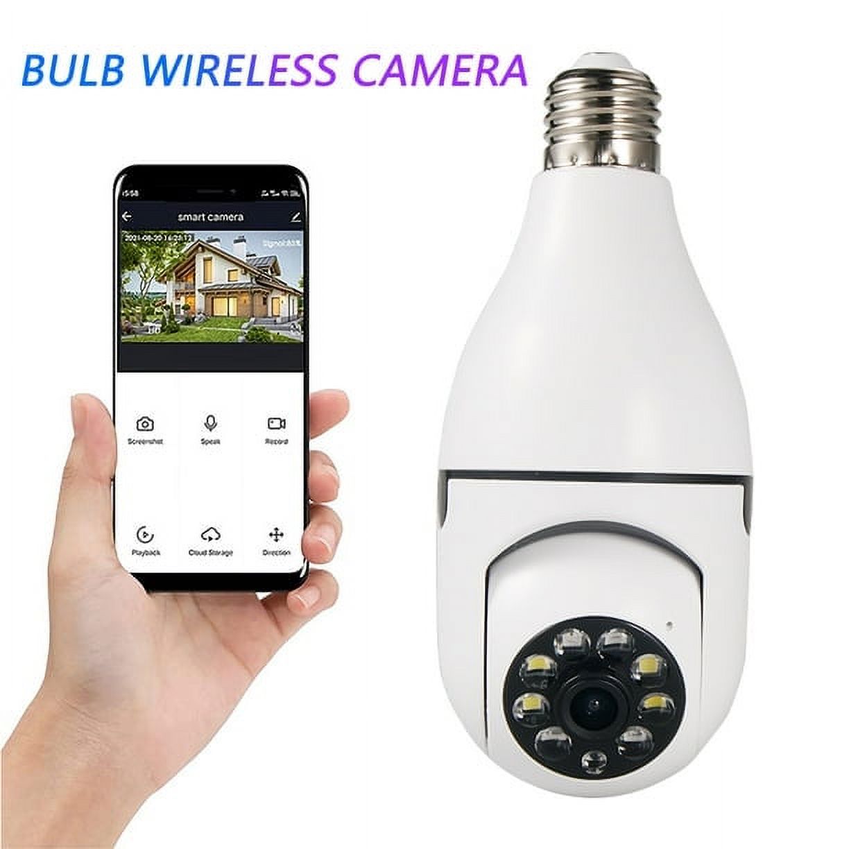 KERUI YY01 1080P WiFi Light Bulb Security Camera – 360° Pan, Night Vision, E27 Screw, Indoor/Outdoor