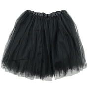Black Adult Size 3-Layer Tulle Tutu Skirt - Princess Halloween Costume, Ballet Dress, Party Outfit, Warrior Dash/ 5K Run