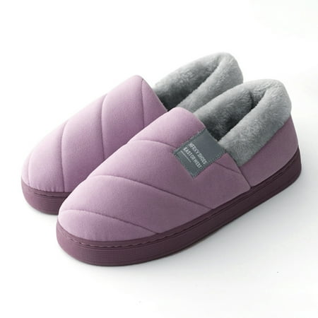 

Dyfzdhu Fluffy Slippers Couples Women Slip On Furry Plush Flat Home Winter Round Toe Keep Warm Solid Color Slippers Shoes