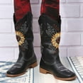 thumbnail image 5 of SACFOF Cowboy Boots for Women Square Toe Sunflower Cowgirl Boots Mid Calf Western Embroidered Stitched Low Heel Boots, 5 of 7