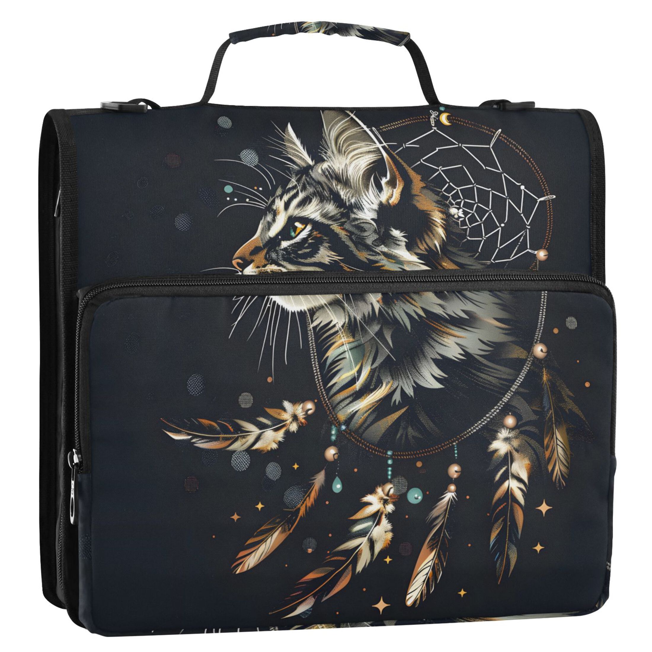 ALAZA Zipper Binder Bag Cat Bohemia 3 Ring File Folder Binder Organizer Bag