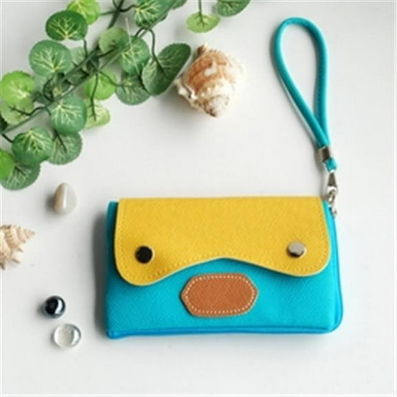 BX004-BLUE Sweet Orange - Colorful Leatherette Mobile Phone Pouch Cell Phone Case Clutch Pouch