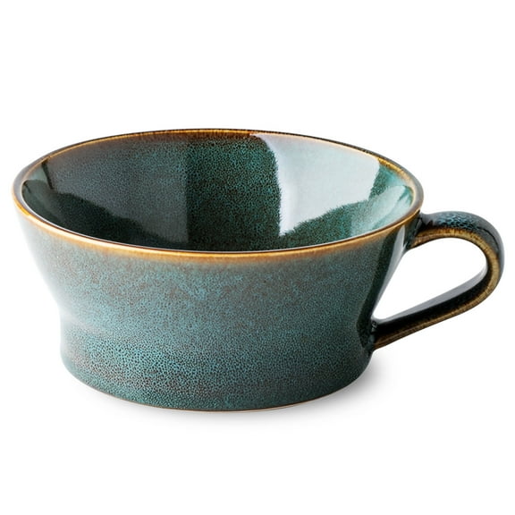 Qeeadeea Soup Cups With Handles, Ceramic Bouillon Cups, Microwave Soup Bowl, Soup Mug, Breakfast Bowl-green-350ml