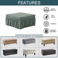 thumbnail image 6 of Stretch Ottoman Cover, Ottoman Slipcovers Soft Seersucker Footstool Protector Covers with Skirt Storage Ottoman Slipcover for Living Room Bedroom -Dark Green-Large, 6 of 7