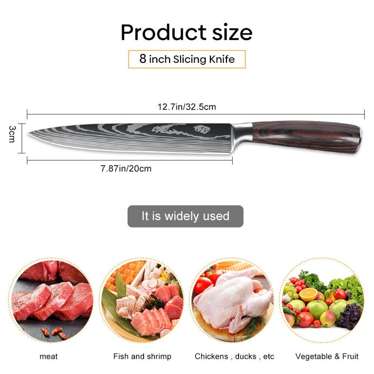 MDHAND Slicing Knife, 8 Inch Stainless Steel Carving Knife