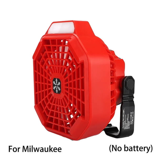 Ventilador de Camping Inalámbrico para Makita/Bosch/Dewalt/Milwaukee/Black Tecker/craftsman Ventilador de Batería de 14,4-18 V con Control Remoto de Luz LED para Camping, Emergencia y Lugar de Trabajo