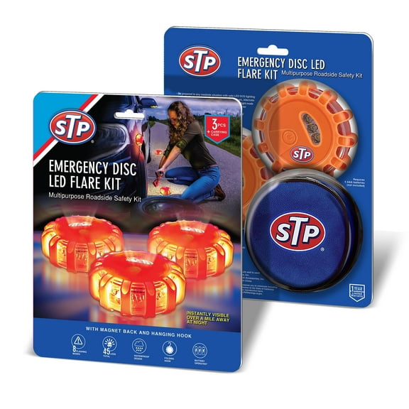STP Disc LED Road Flares, Multipurpose Roadside Safety Car Emergency Kit, 3-Pack