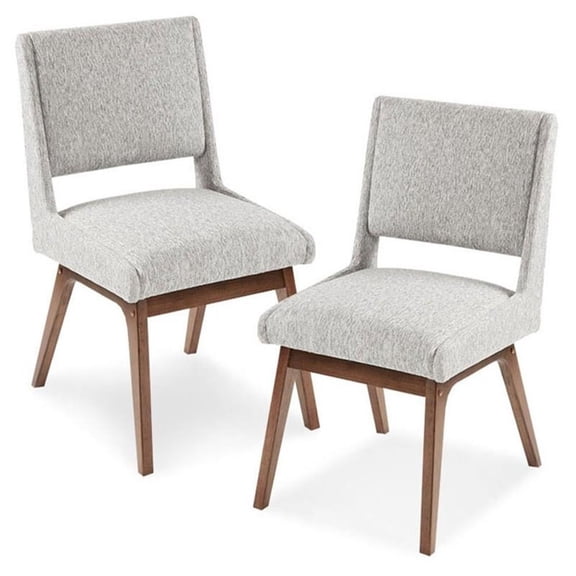 Pemberly Row 19.25" Solid Wood Dining Side Chairs in Light Gray (Set of 2)