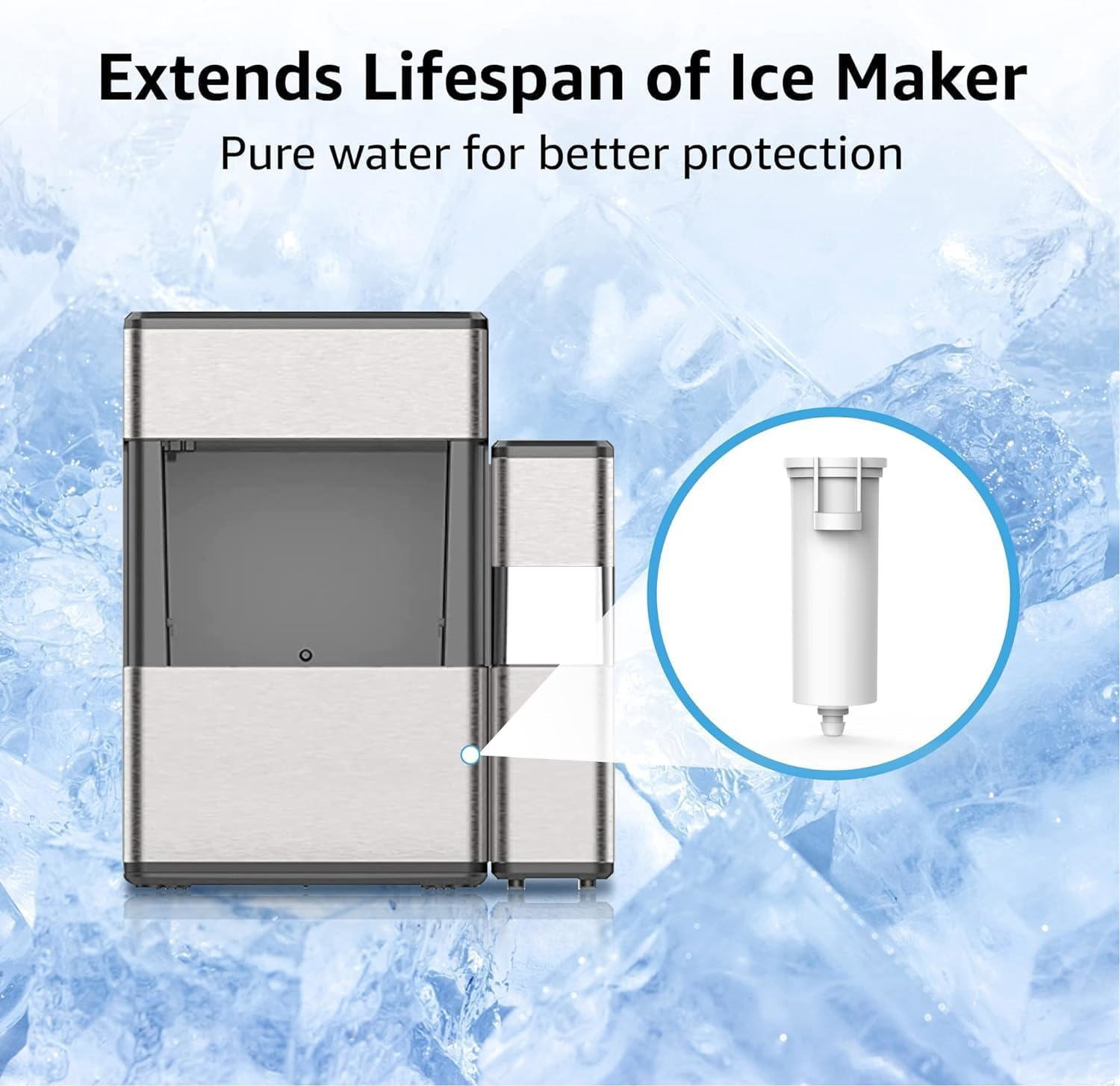 AQUA CREST C33 Ice Maker Water Filter, Replacement for GE® Opal Nugget Ice Maker Filter, P4INKFILTR, NSF 42&372 Certified, 3 Pack
