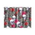 thumbnail image 1 of RYLABLUE Day of Dead Window Kitchen Curtain, Skull Red Roses Window Treatment Panel Curtains,26x39 inches,Set of 2, 1 of 3