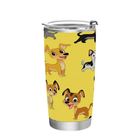 

20oz Straw Mugs with Handle and Straw Lid Sports Mugs Car Mugs Playfully Cartoon Dogs