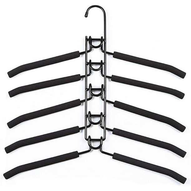 Compact Closet Heroes, Percha de metal multicapa con gancho giratorio de 360 grados para acolchado de espuma EVA antideslizante, acabado cromado brillante, resistente y resistente al óxido para uso