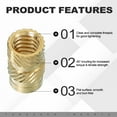 thumbnail image 3 of Uxcell Threaded Inserts, Brass Heat Set Insert Female Threaded Inserts Metric Knurled Nuts Embedment Nut 100 M2.5x6x4mm, 3 of 7