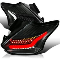 Spec-D Tuning Black LED Bar Tail Lights Compatible with 2015-2018 Ford Focus SE/ST/Titanium Hatchback, 2016-2018 Ford Focus RS Hatchback, Left   Right Pair Assembly