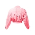 thumbnail image 3 of A2Y Women's Cropped Front Two Pocket Snap Quilted Padding Bomber Jacket Pink S, 3 of 5