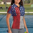 thumbnail image 3 of Whosucclay Moisture Wicking Polo Shirts for Golf Outdoor Vacation, Polyester Fabric 1/4 Zip Lightweight Workout Tennis Tops, Vintage American Flag Pattern Size Large, 3 of 10