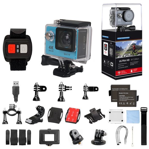 Cámara de acción con resolución 4K Videocámara HD de gran angular impermeable al aire libre Wifi Control remoto Deportes DV, Azul Advancent EL5157-02B
