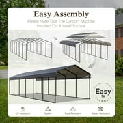 Alpha Joy 12 x 30 Metal Carport Heavy Duty Hardtop Carport Kits Galvanized Steel Roof Multi-Purpose Shelter