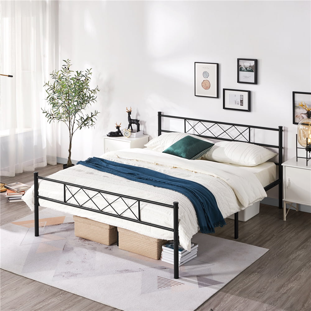 Topeakmart Simple Metal Twin/Full/Queen Bed Frame Slatted Bed Base with