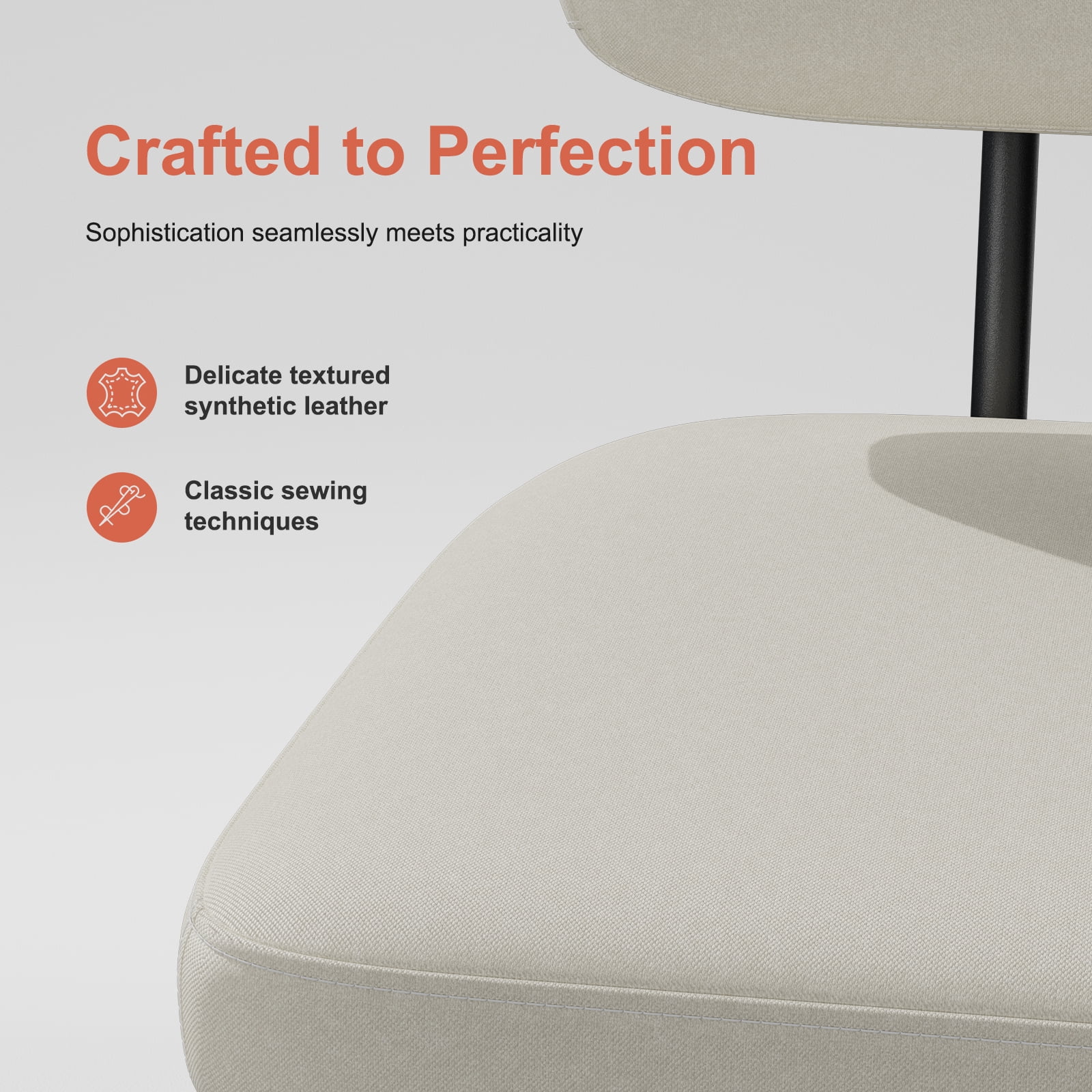 Genpo Counter Height Bar Stools Set of 4, 26" White Fabric Kitchen Counter Stools with Backs, Metal Legs, Footrest and Wide Seat, Bar Chairs for Kitchen Island