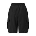 thumbnail image 5 of vigerkar Womens Casual Loose Elastic Drawstring Summer Beach Bermuda Quick Dry Pocketed Cargo Shorts Black, L, 5 of 9