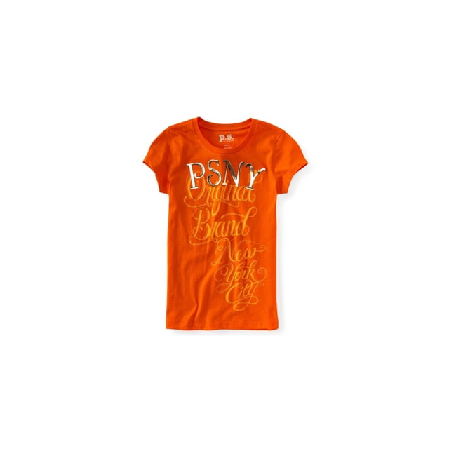 Camiseta gráfica Aeropostale Girls Original Brand New York City, naranja, S (8)