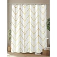 thumbnail image 4 of Golden Chevron Shower Curtain, Lines Abstract Geometric Minimalist Waterproof Shower Curtain Set with 12 Hooks Lightweight Washable Fabric Shower Curtains for Bathroom 72x78 Inches, 4 of 6