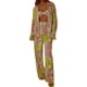 thumbnail image 1 of VISgogo, conjunto de ropa informal de 2 uds para mujer, estampado de flores/patrón abstracto, botones de solapa, camisas de manga larga, Tops con pantalones largos sueltos VISgogo  moda, 1 of 9