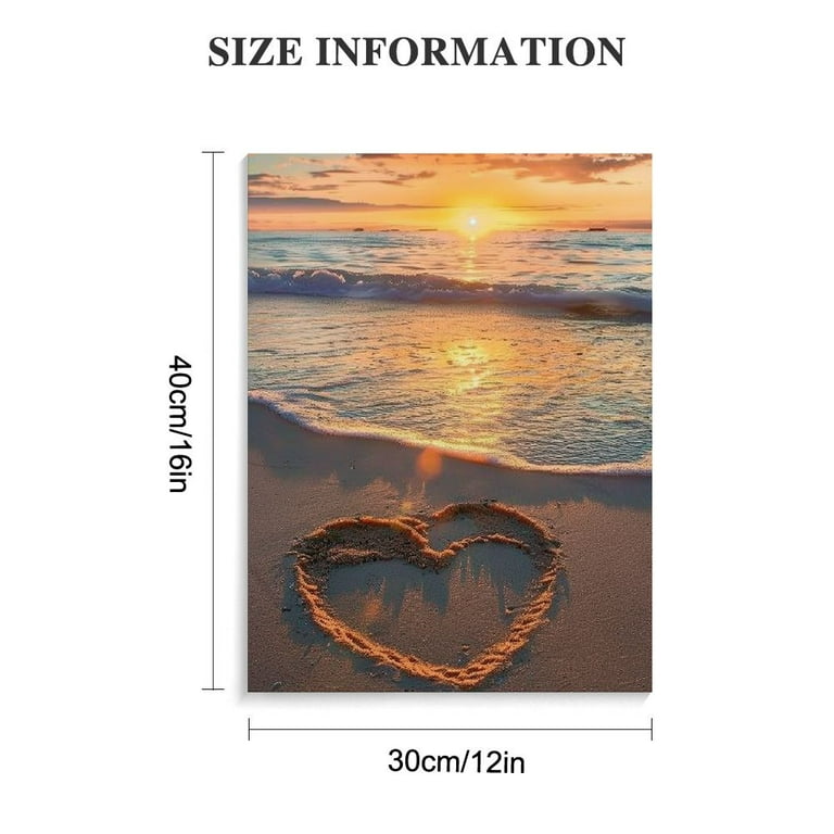 Shiartex Beach Wall Art Beach Heart Pictures Wall Decor Coastal